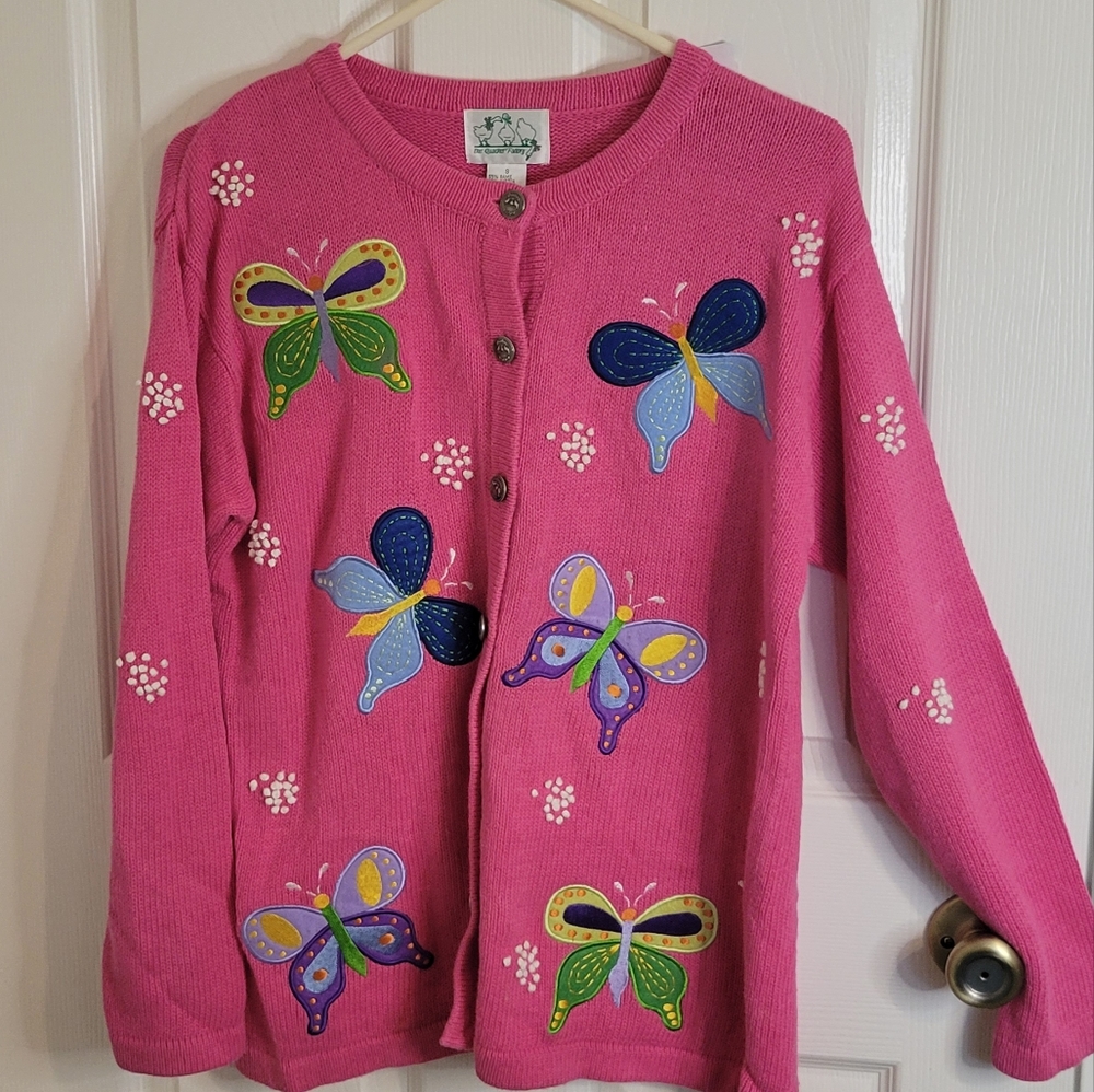 Vintage Quacker Factory 90s butterfly cardigan